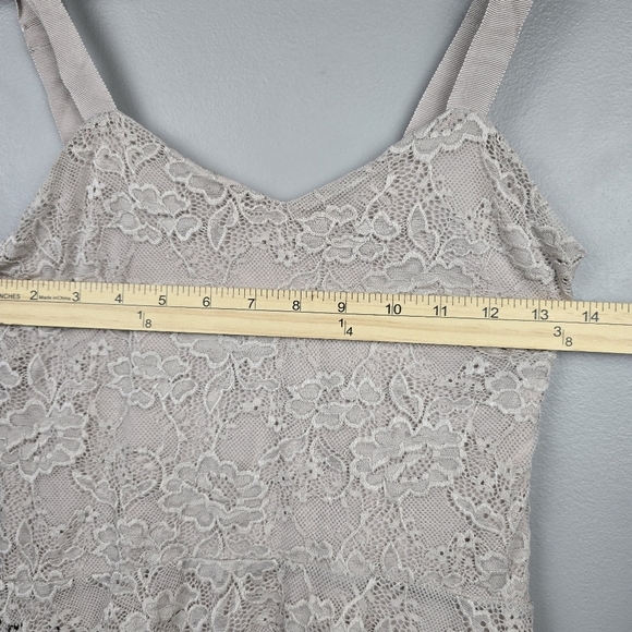 FREE PEOPLE Flocked Velvet Lace Sweetheart Strappy Mini Dress Cream Womens Sz SP - Picture 9 of 12